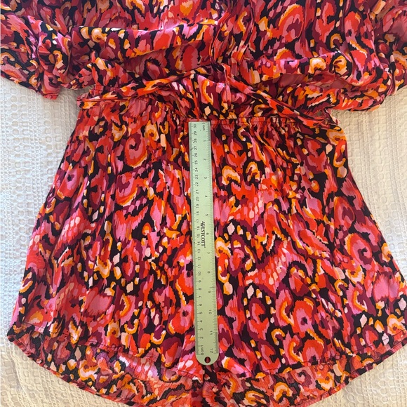 Cupshe Pink Red Orange Printed Swim Coverup romper with shorts - Picture 6 of 6